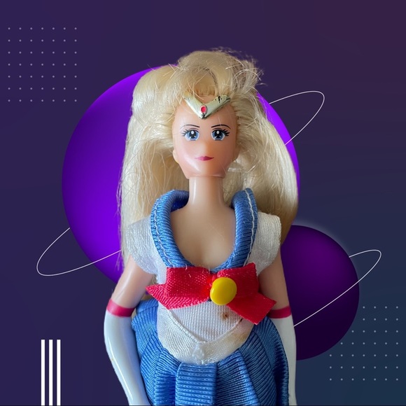 1995 NTK TOEI A Vintage 90s Pretty Soldier Sailor Moon 6” Brushable Hair Toy - Picture 7 of 10